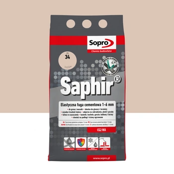 Cement elastyczny SOPRO 9518A_SAPHIR do fugowania 1-6mm, kolor beż bahama, 4kg