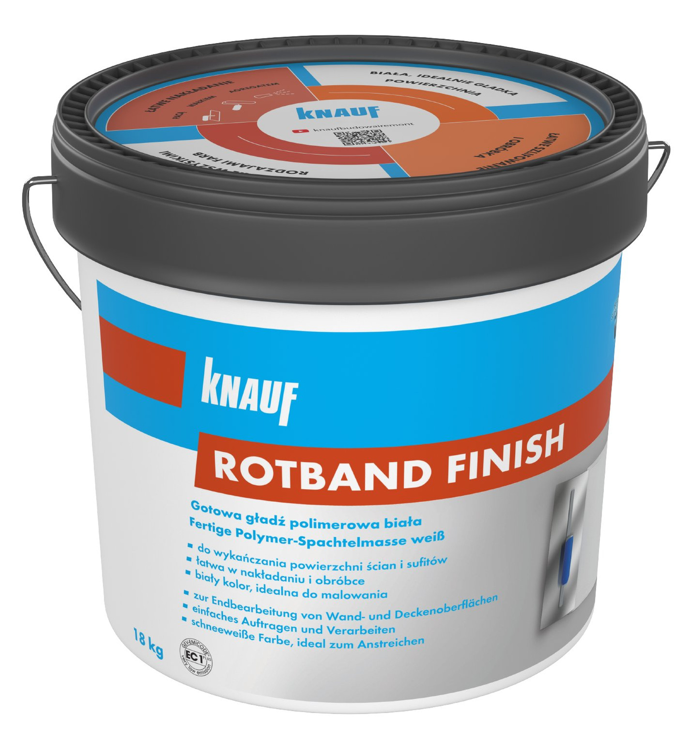 KNAUF Rotband Finish 18 kg gotowa gładź polimerowa do ścian i sufitów, pal. ma 33 szt., 549396